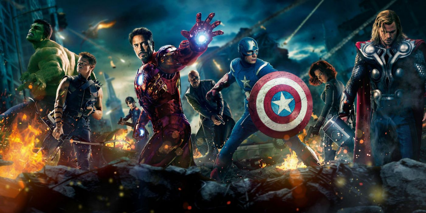 The oiriginal line-up of the Avengers on a poster for the 2012 film.
