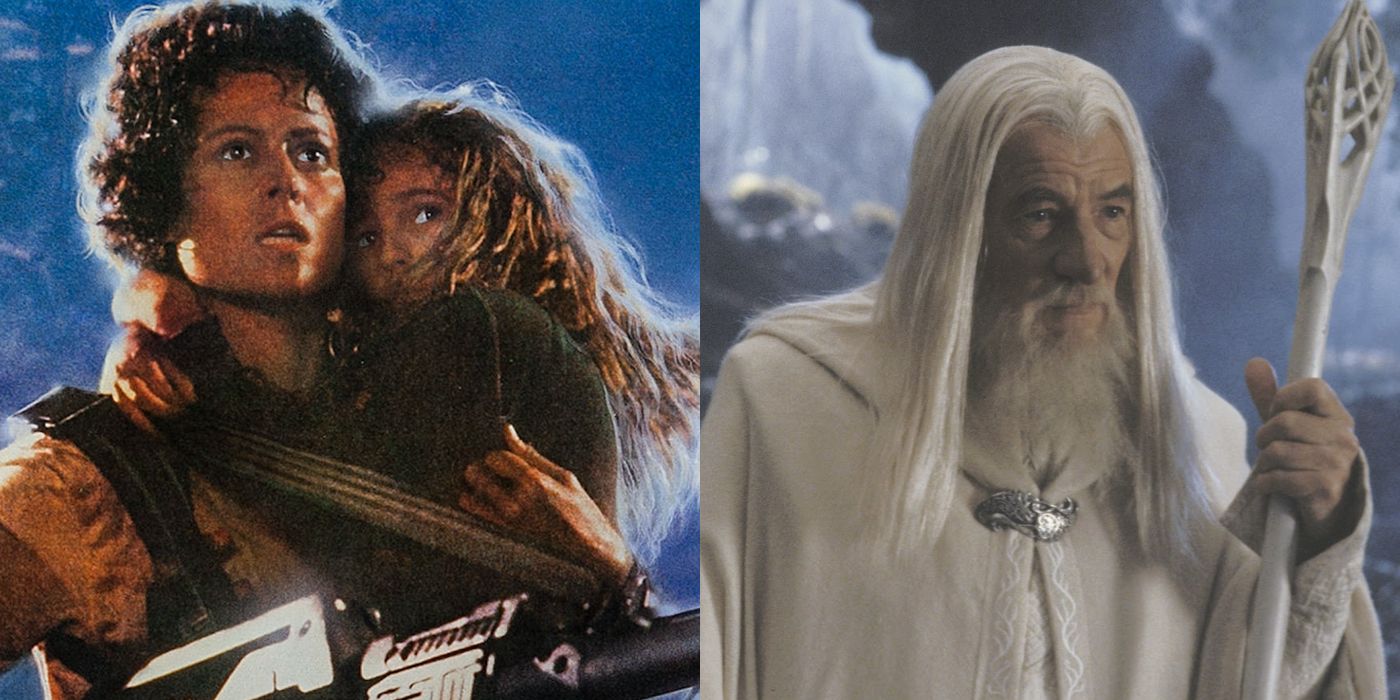 Split image showing Ripley from Aliens and Gandalf from Lord Of The Rings: The Two Towers