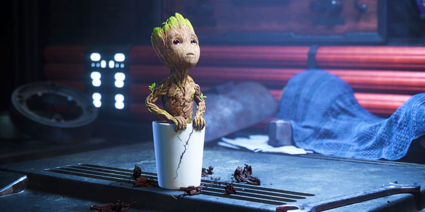 Baby Groot in flower pot in I Am Groot