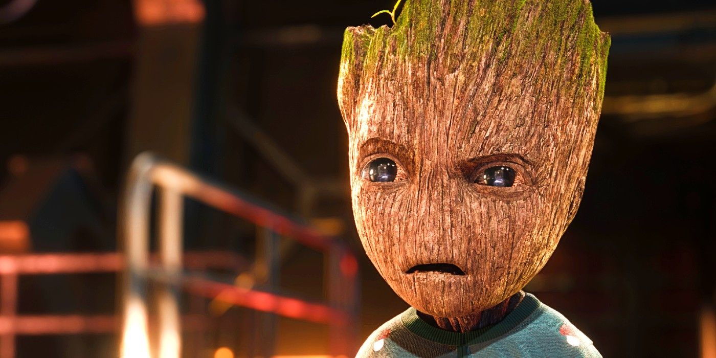 Baby Groot with confused expression in I Am Groot