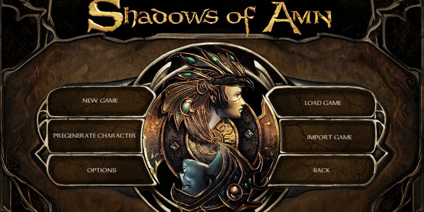 Baldur's Gate II Shadows Of Amn start-up menu.