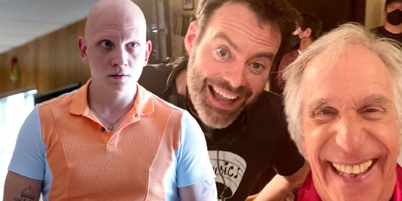Barry Season 4 Henry Winker and Bill Hader behind the scenes next to Anthony Carrigan