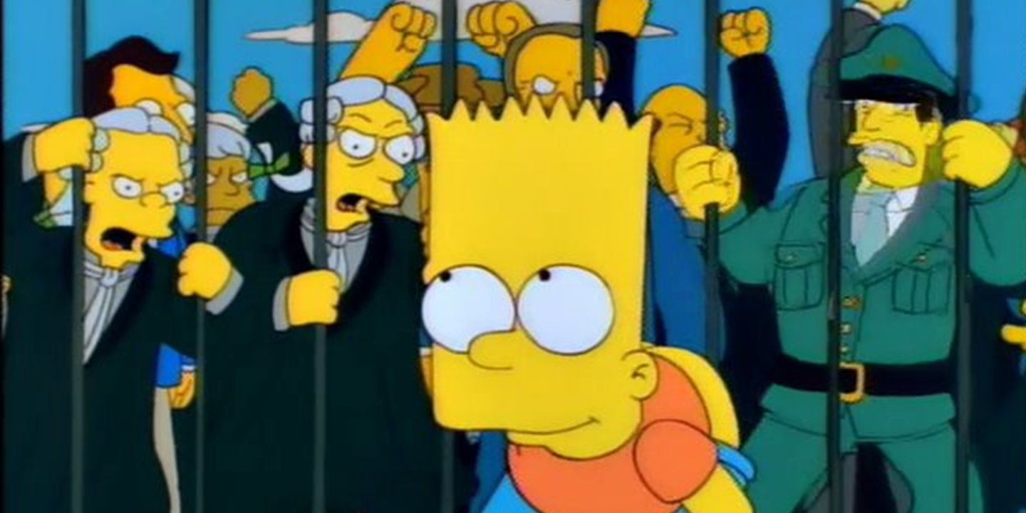 Bart moons the people of Australia in The Simpsons