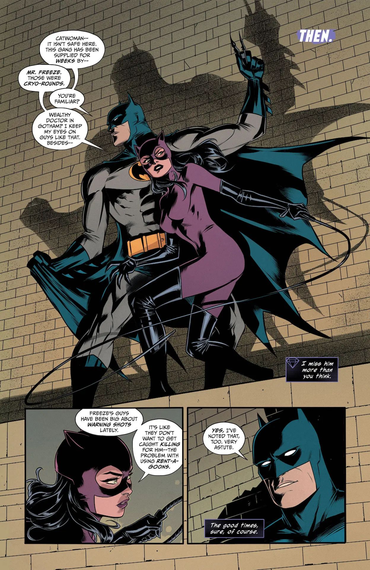 Batman and Catwoman discussing Henchman aim