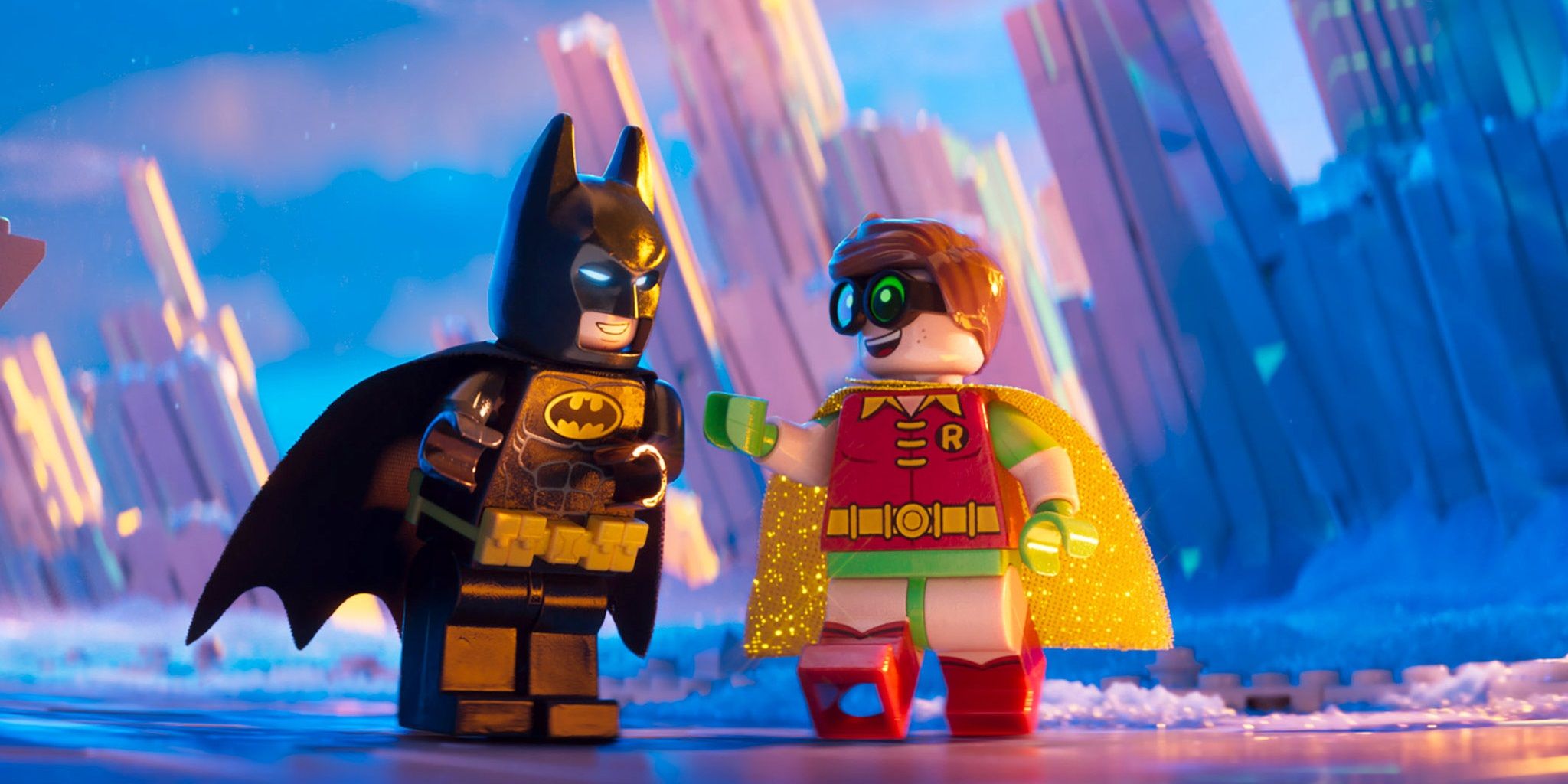 Batman and Robin at the Fortress of Solitude in The Lego Batman Movie
