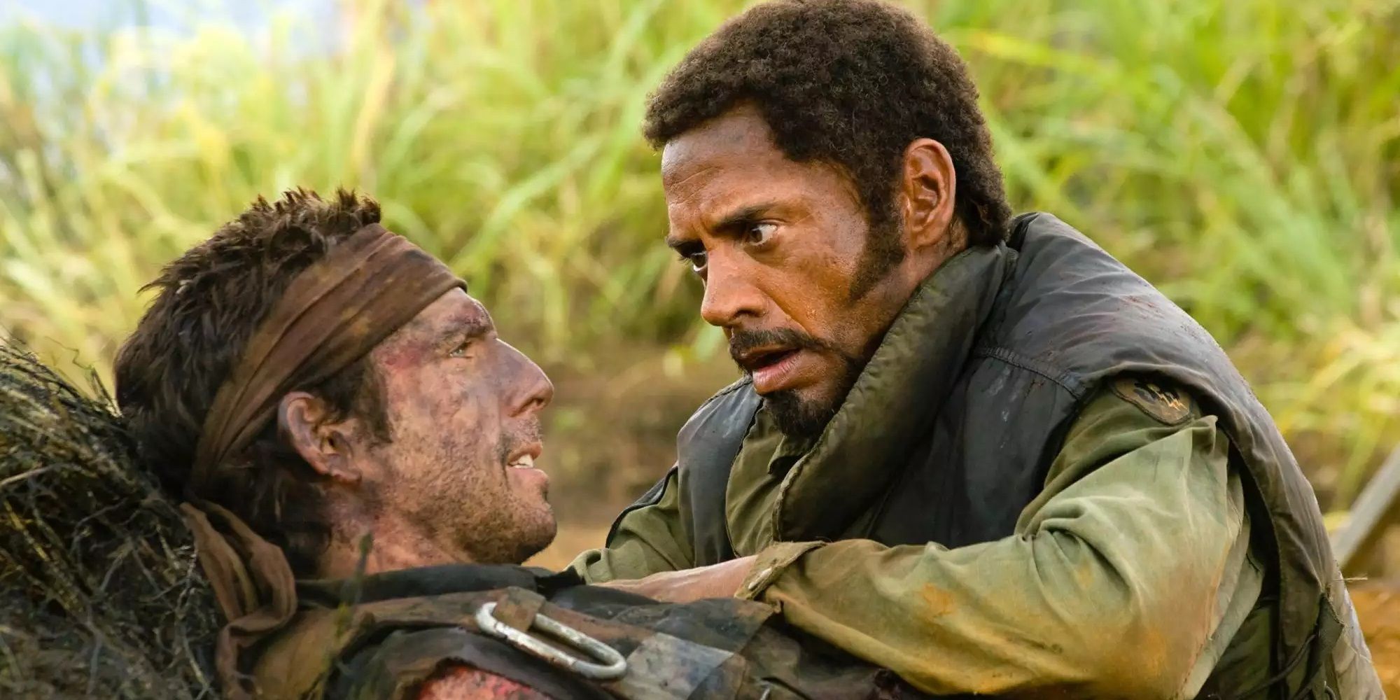 Ben Stiller and Robert Downey Jr in the jungle in Tropic Thunder
