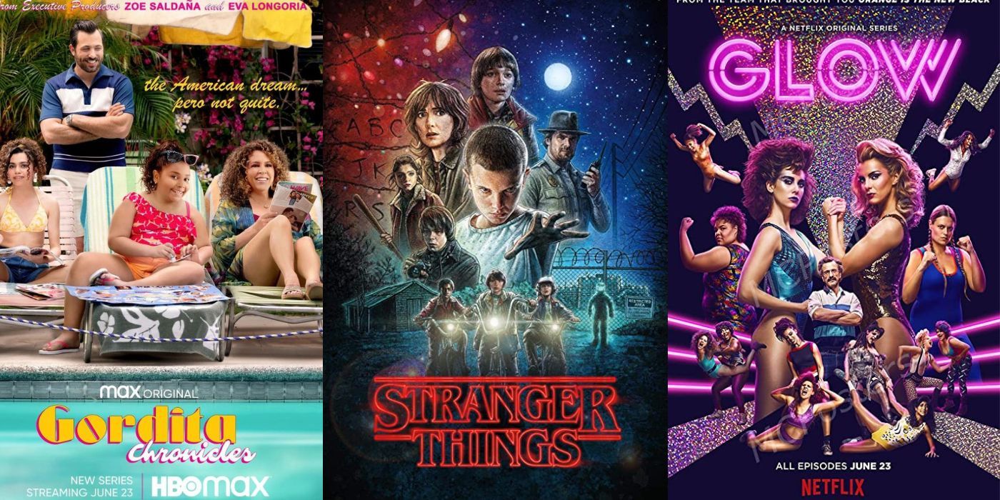 Split Image: Gordita Chronicles, Stranger Things, and Glow promo posters