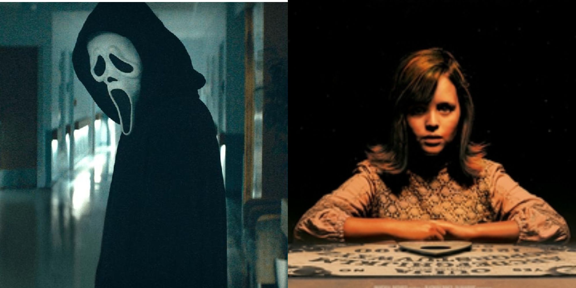 Split image of Ghostface from the Scream franchise and the little girl in Ouija: Origin Of Evil