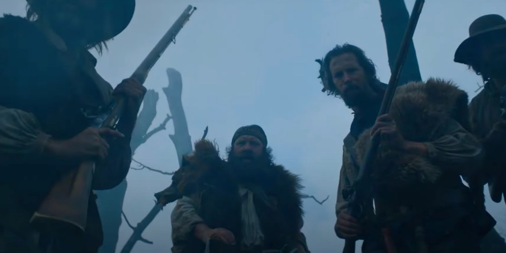 Fur Trappers inspect latest Predator weapon in Prey