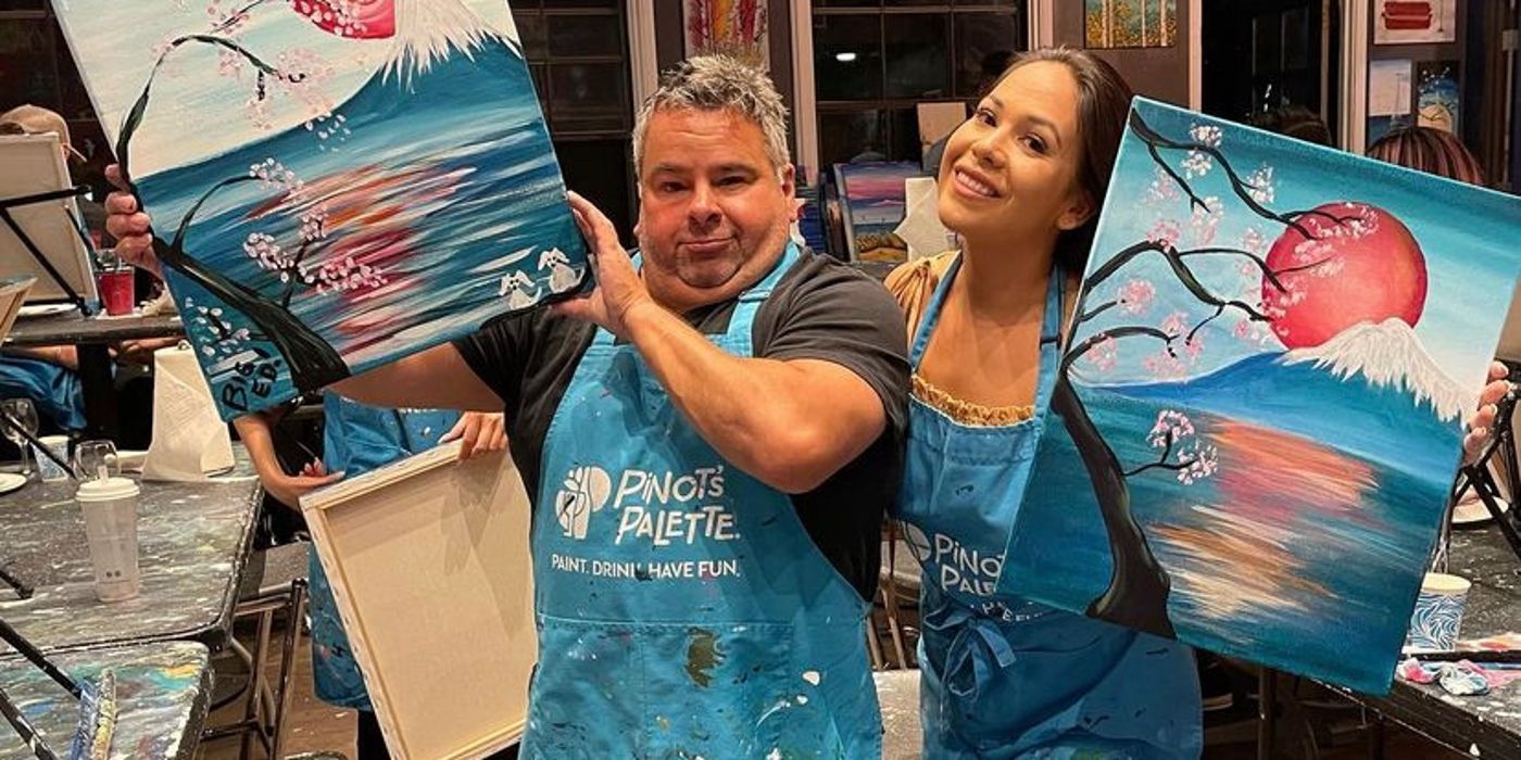 Big Ed Brown Liz Woods 90 Day Fiancé The Single Life Happily Ever After holding paintings