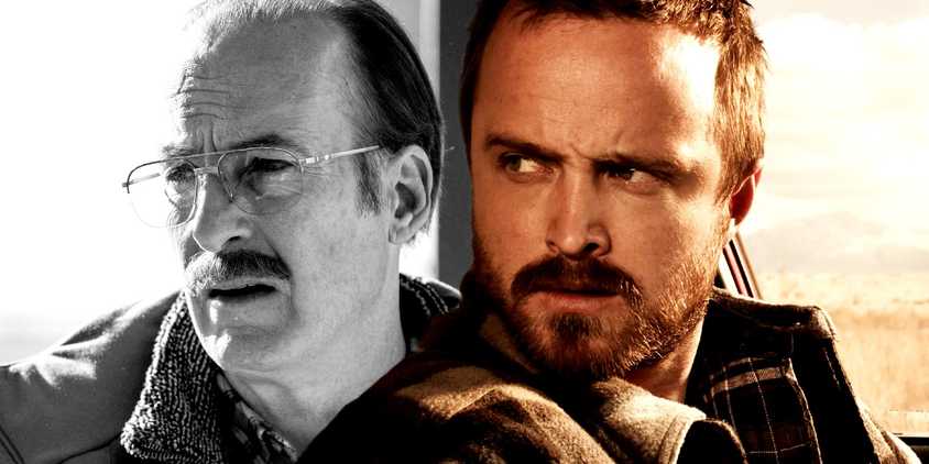 Bob Odenkirk as Gene in Better Call Saul and Aaron Paul as Jesse Pinkman in Breaking Bad