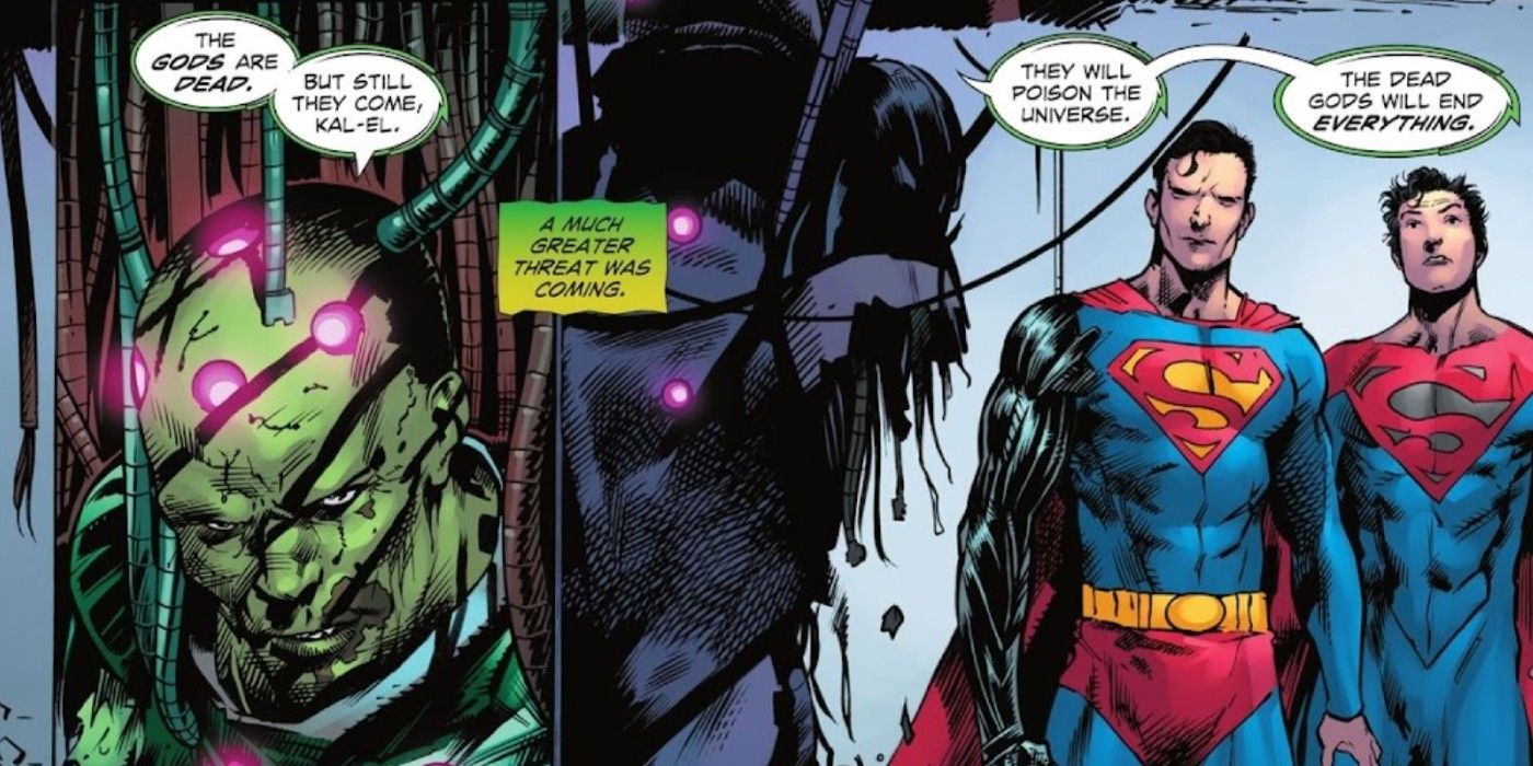 Brainiac and the Supermen in DCeased War of the Undead Gods #1