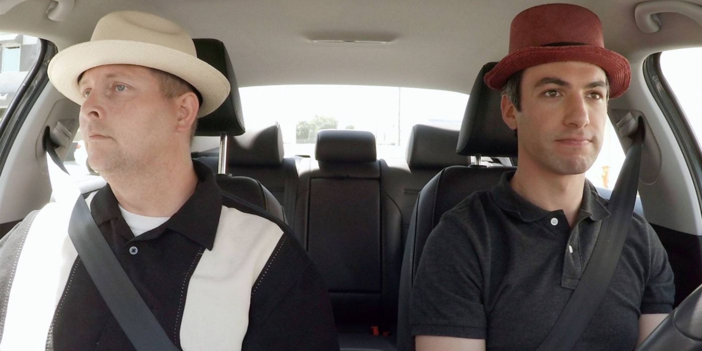 Brendan and Nathan wearing hats Nathan For You