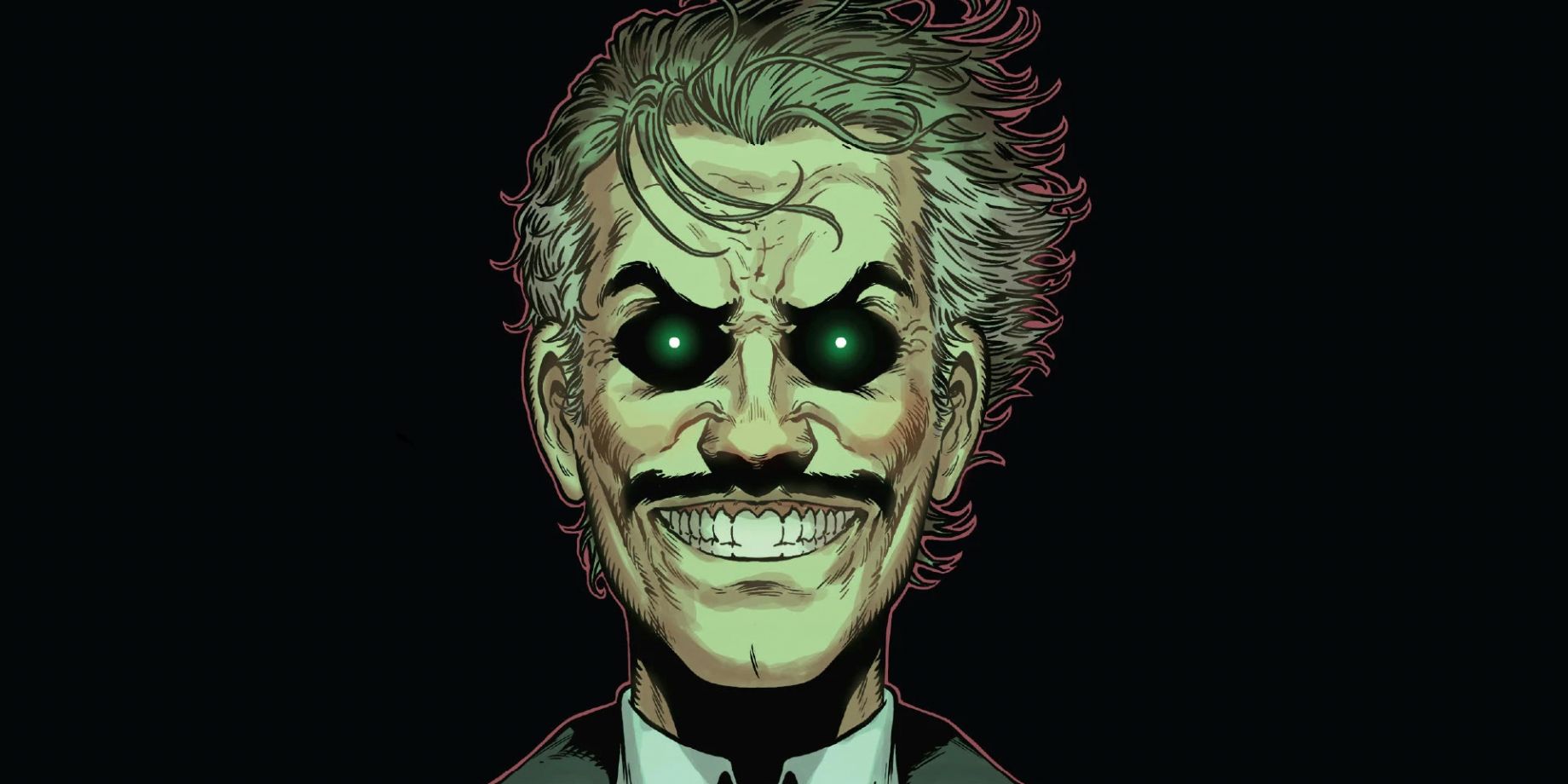 Brian Banner with dark eyes and an evil smile in Marvel Comics