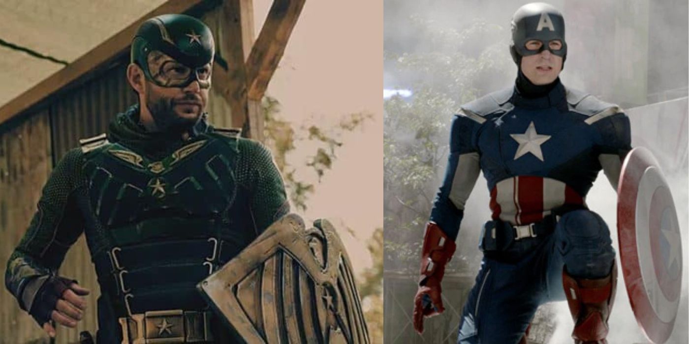 Split image of Captain America and Soldier Boy