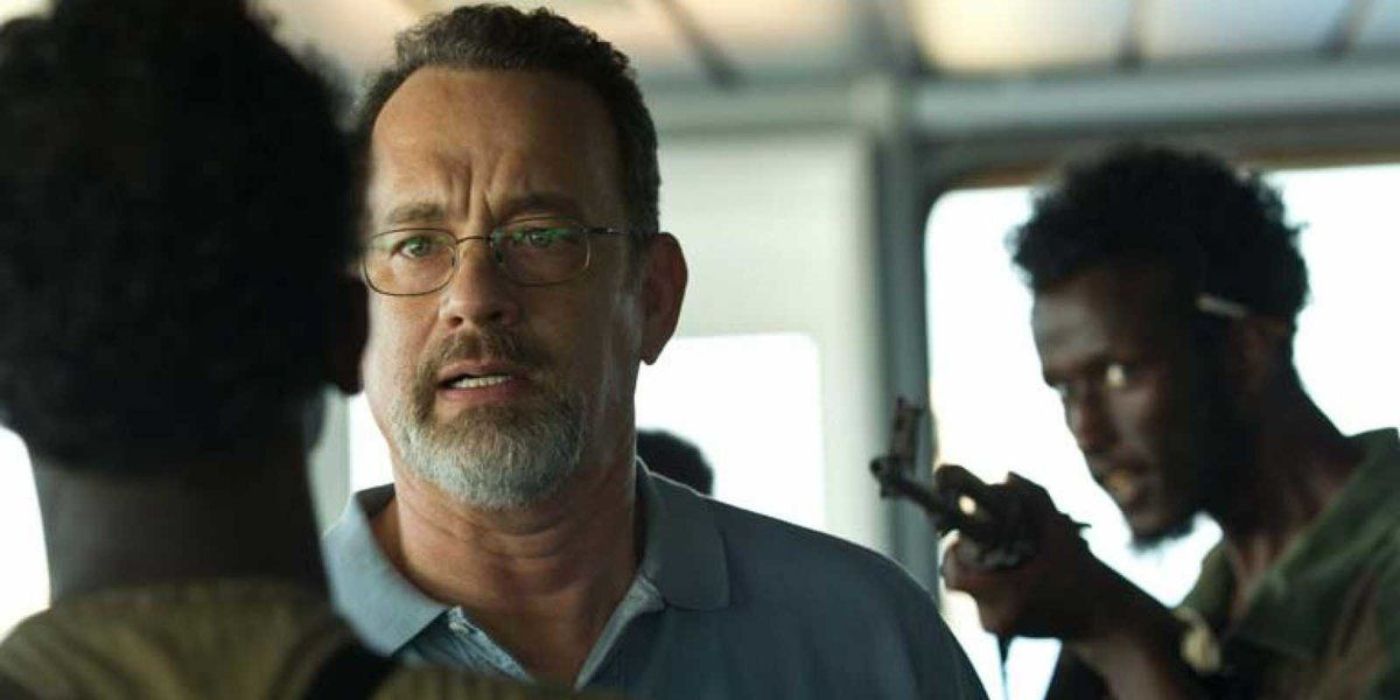 Captain Phillips facing the pirates.