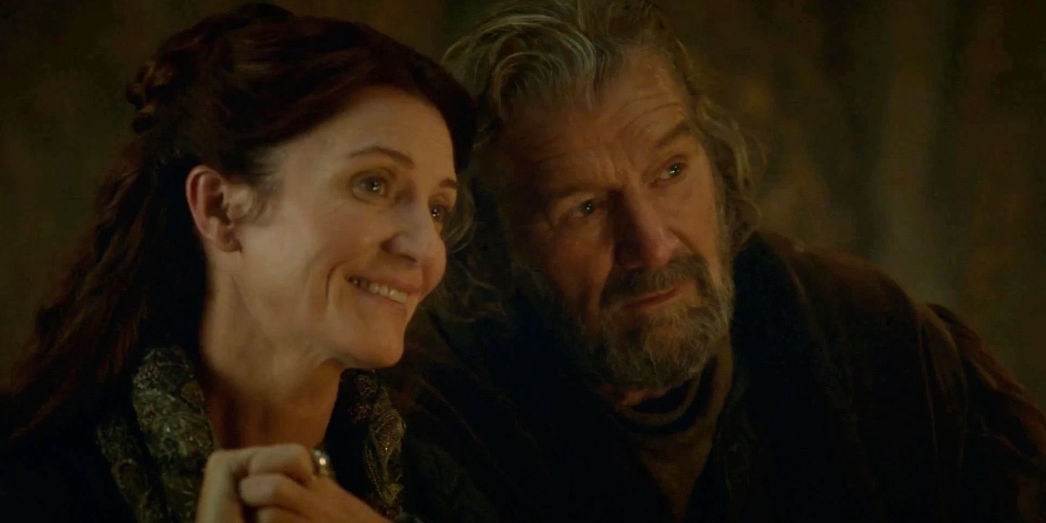 Catelyn Stark e Brynden Tully no casamento vermelho 