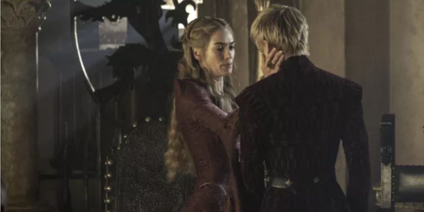Cersei reassuring Joffrey in Game of Thrones.