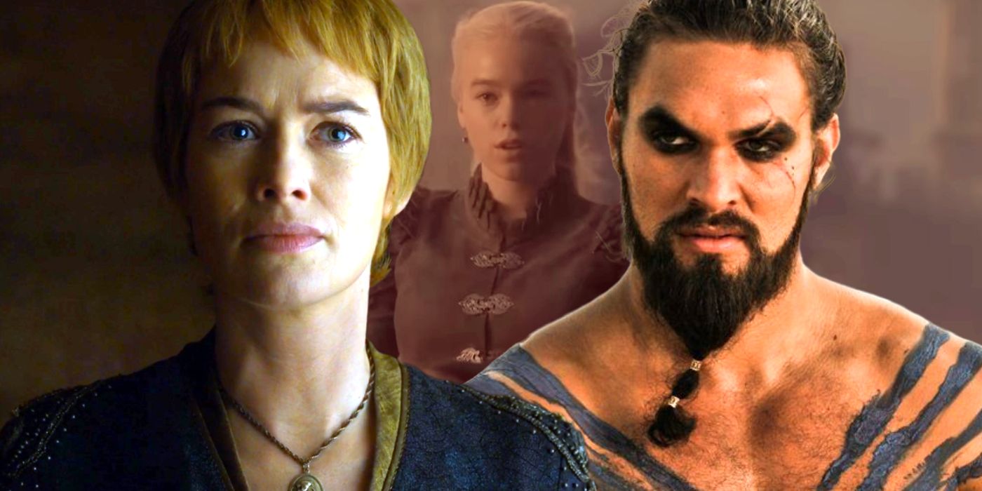 Cersei and Khal Drogo in Game of Thrones, and Rhaenyra in House of the Dragon