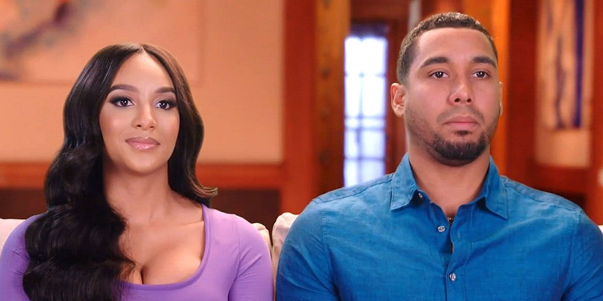 Chantel Everett and Pedro Jimeno on 90 Day Fiancé confessional smiling