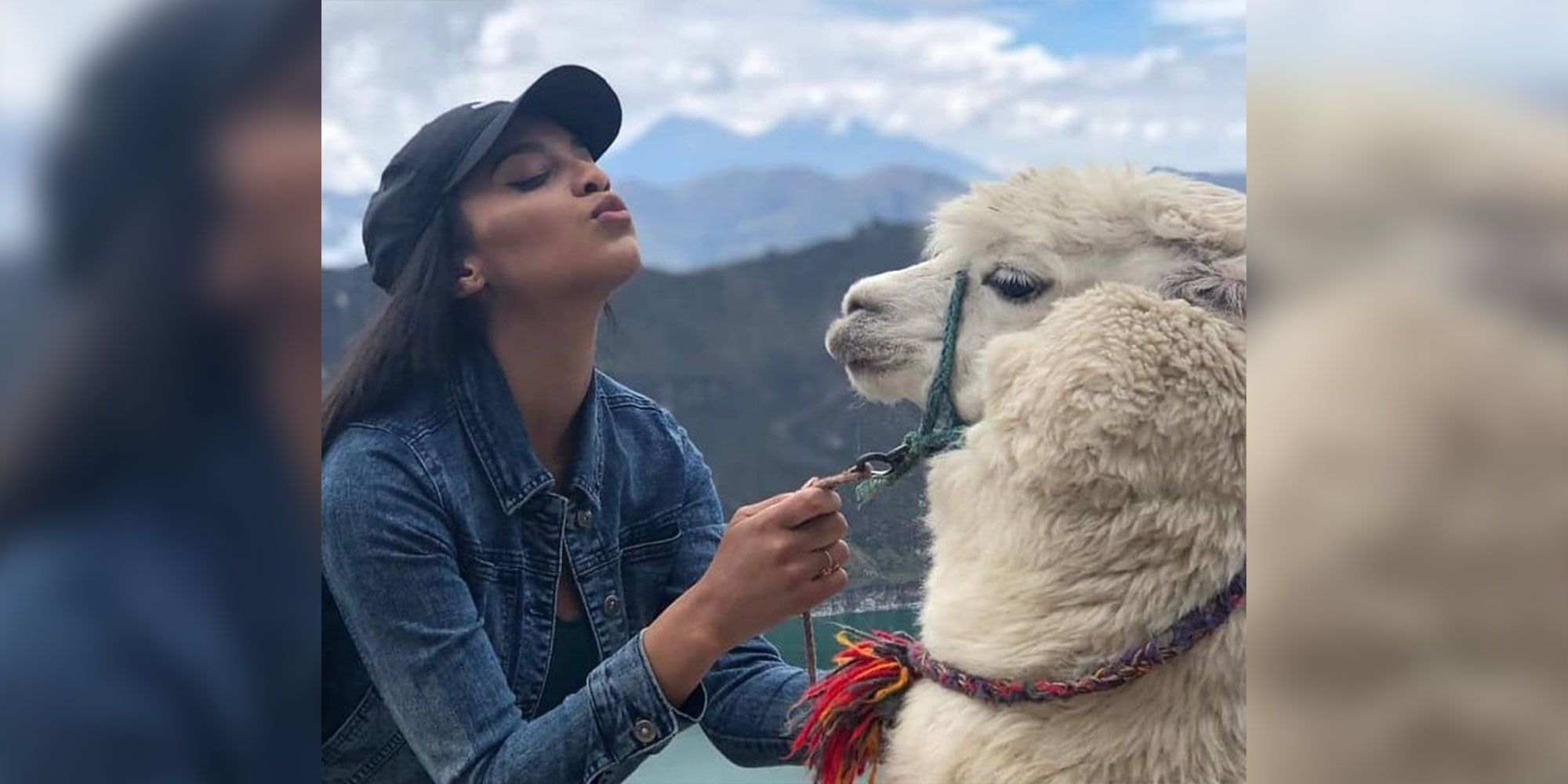 Chantel Everett with a llama on Instagram