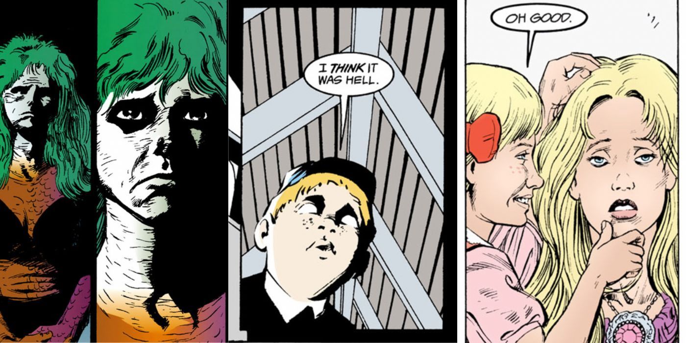 Three images showing characters from the Sandman comics.