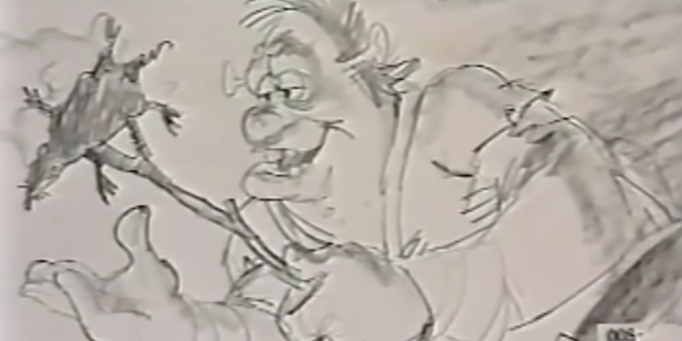 Storyboard image of the original Shrek voiced by Chris Farley.