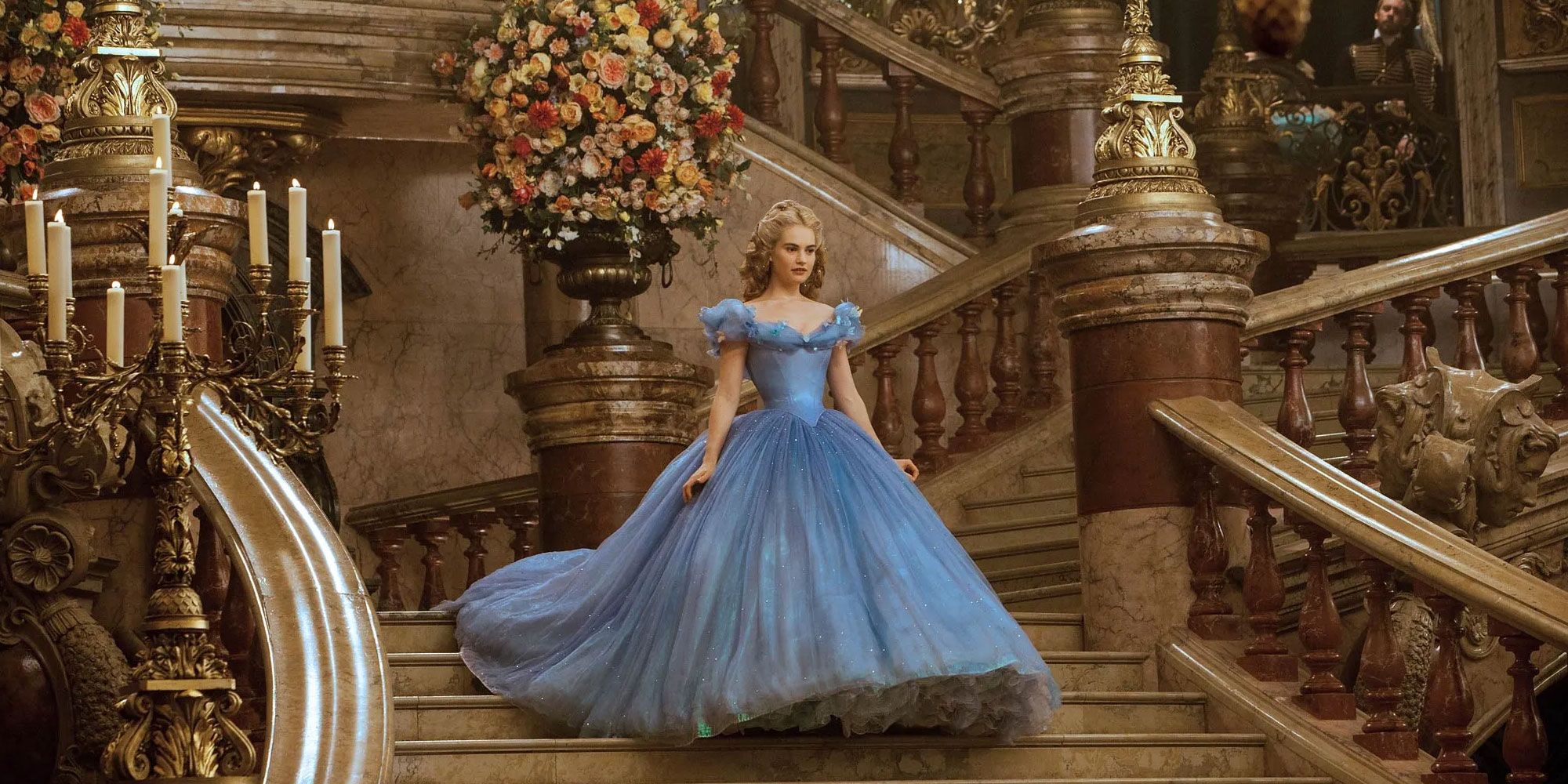 Cinderella marking her entrance at the castle's steps