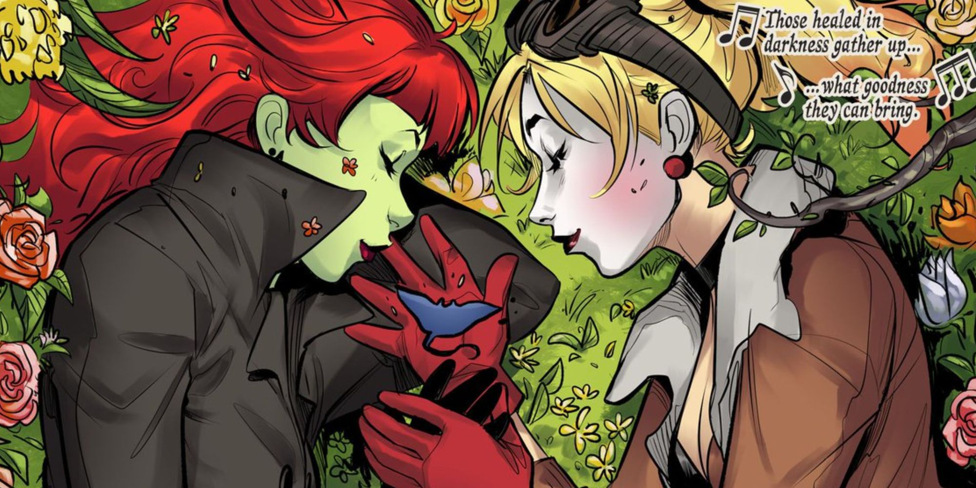 Harley Quinn and Poison Ivy share a moment in DC Bombshells.