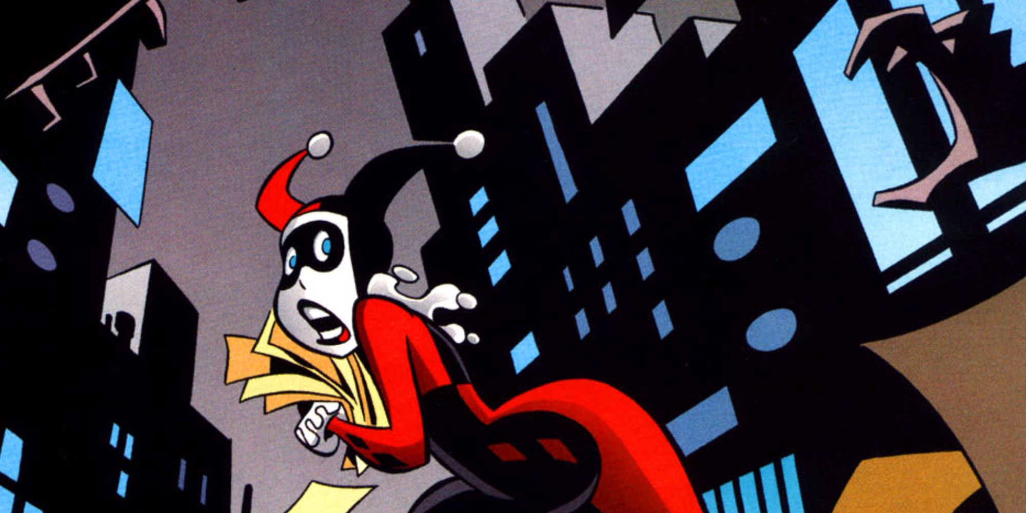 Harley Quinn runs away in DC Comics.