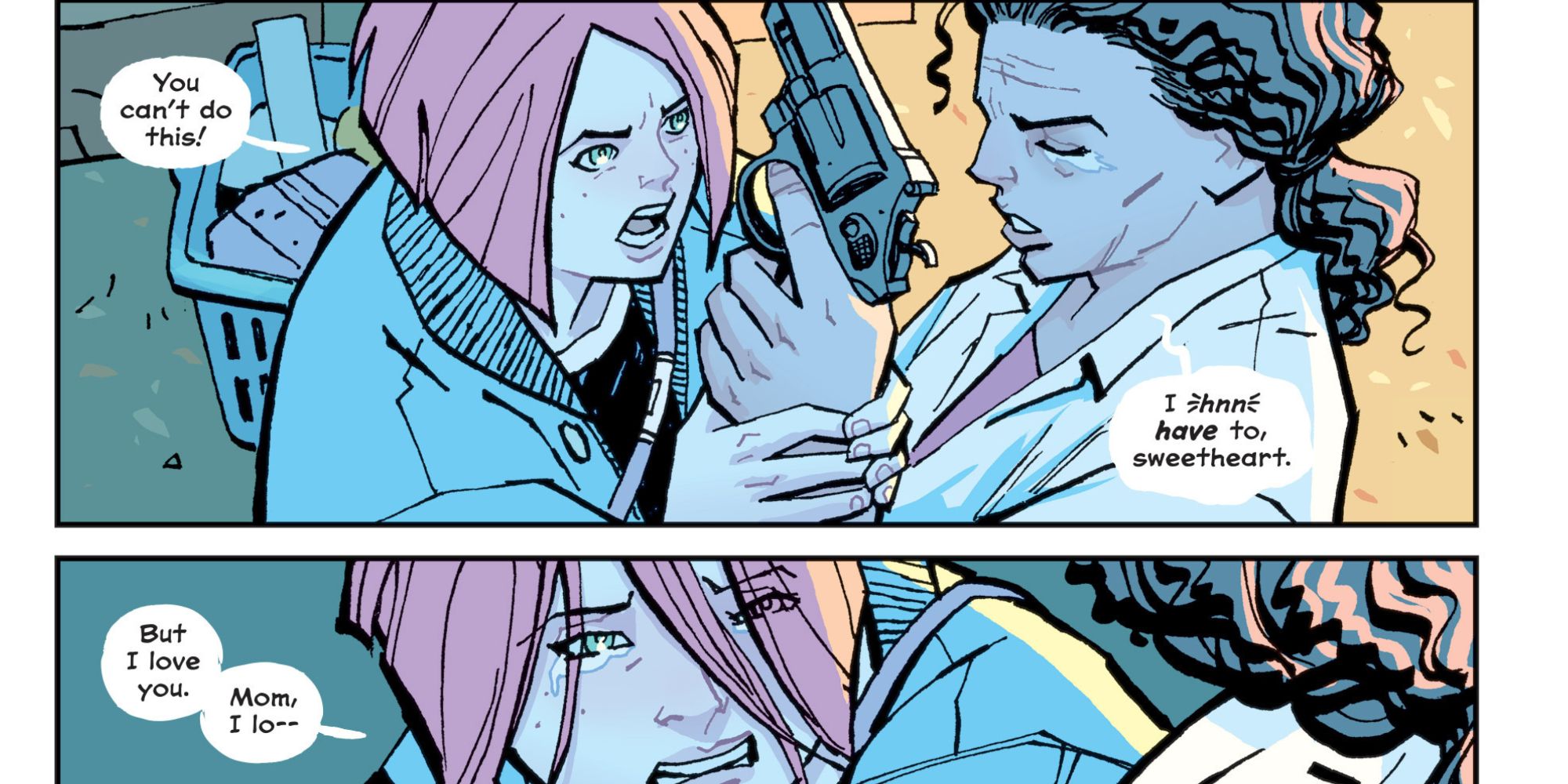 Mac fights her mom over a gun in Paper Girls comics.