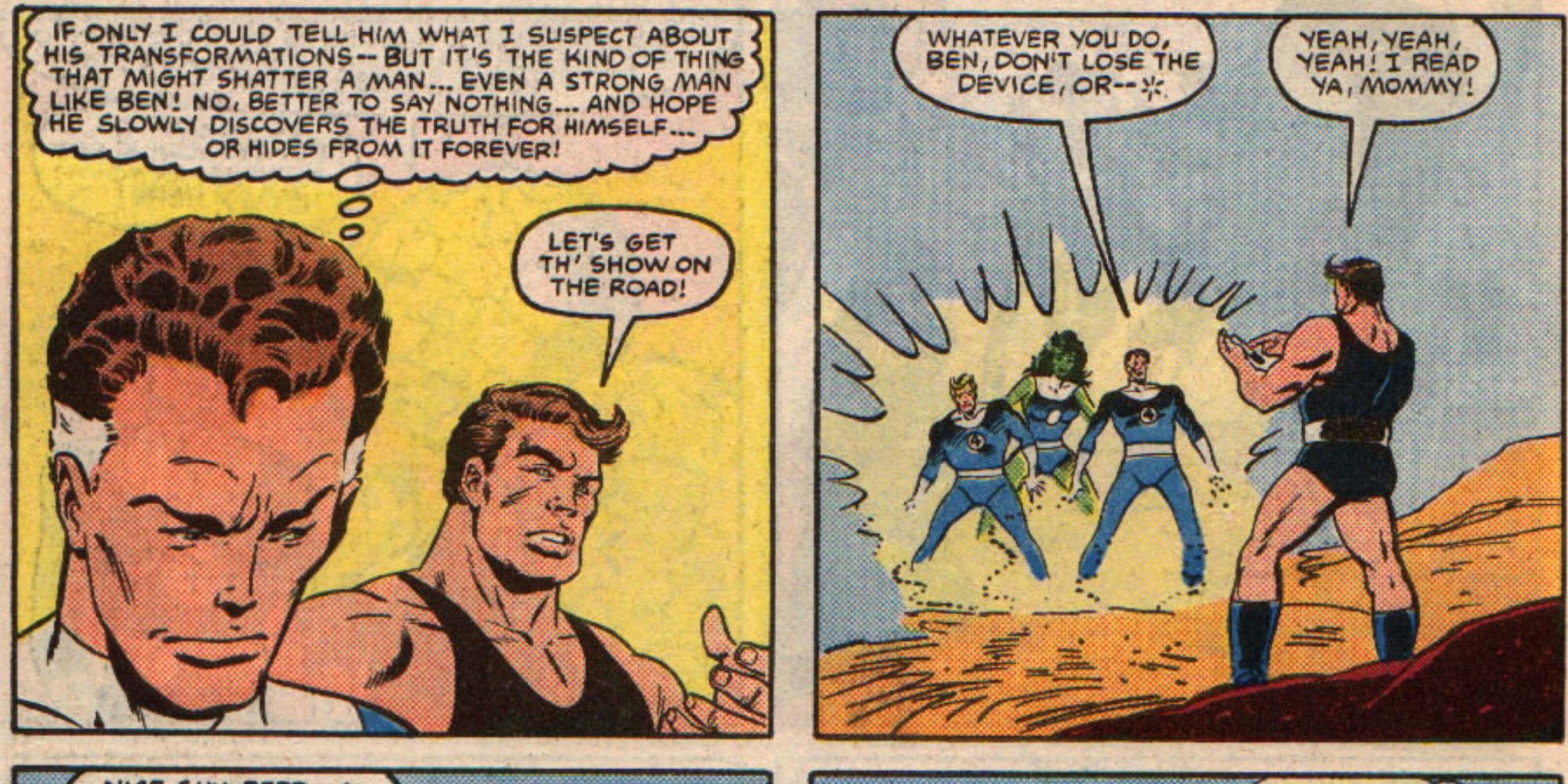 Uma imagem do Sr. Fantástico e do Quarteto Fantástico nas Guerras Secretas da Marvel Comic.
