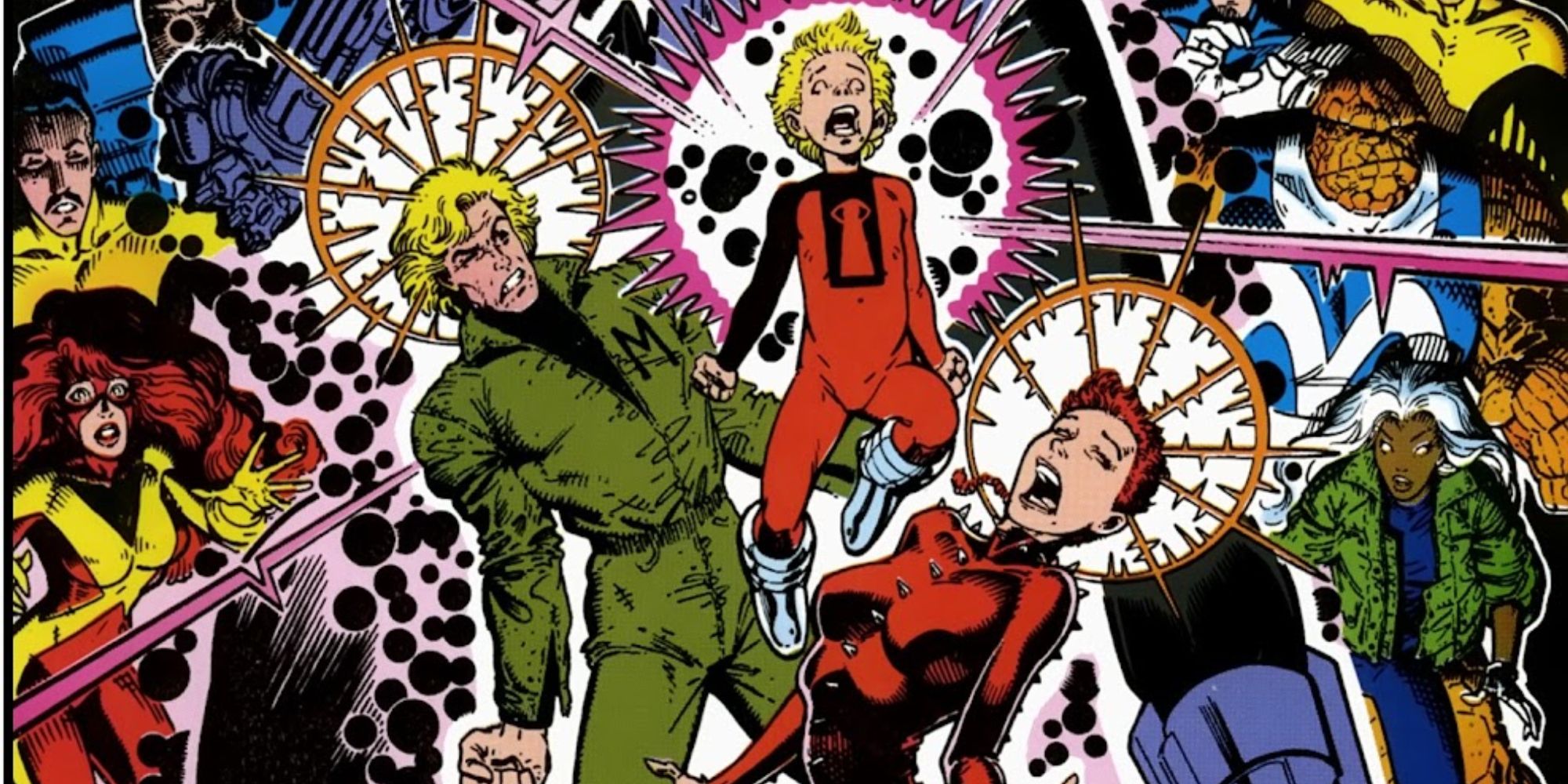 Rachel Summers and an adult Franklin Richards are attacked in Marvel Comics.