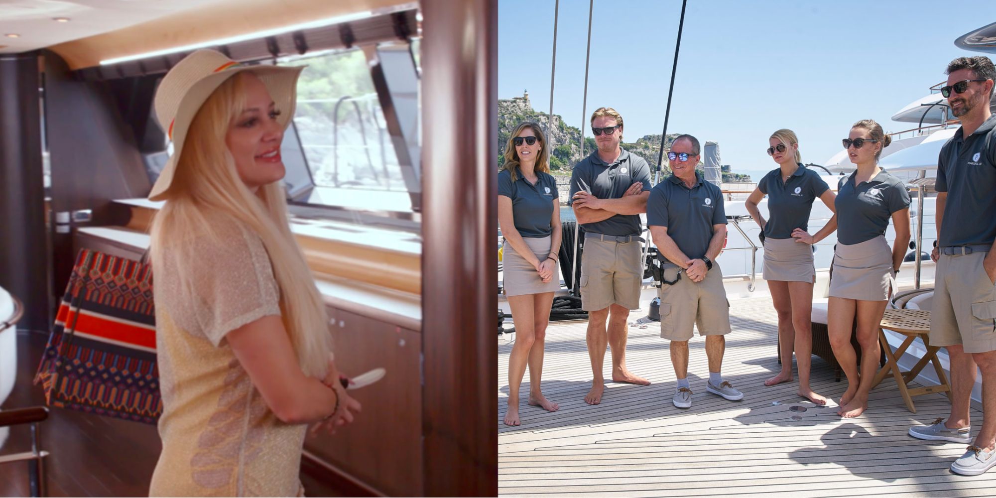 Split Image Erica Rose and the Below Deck Sailing Yacht Crew