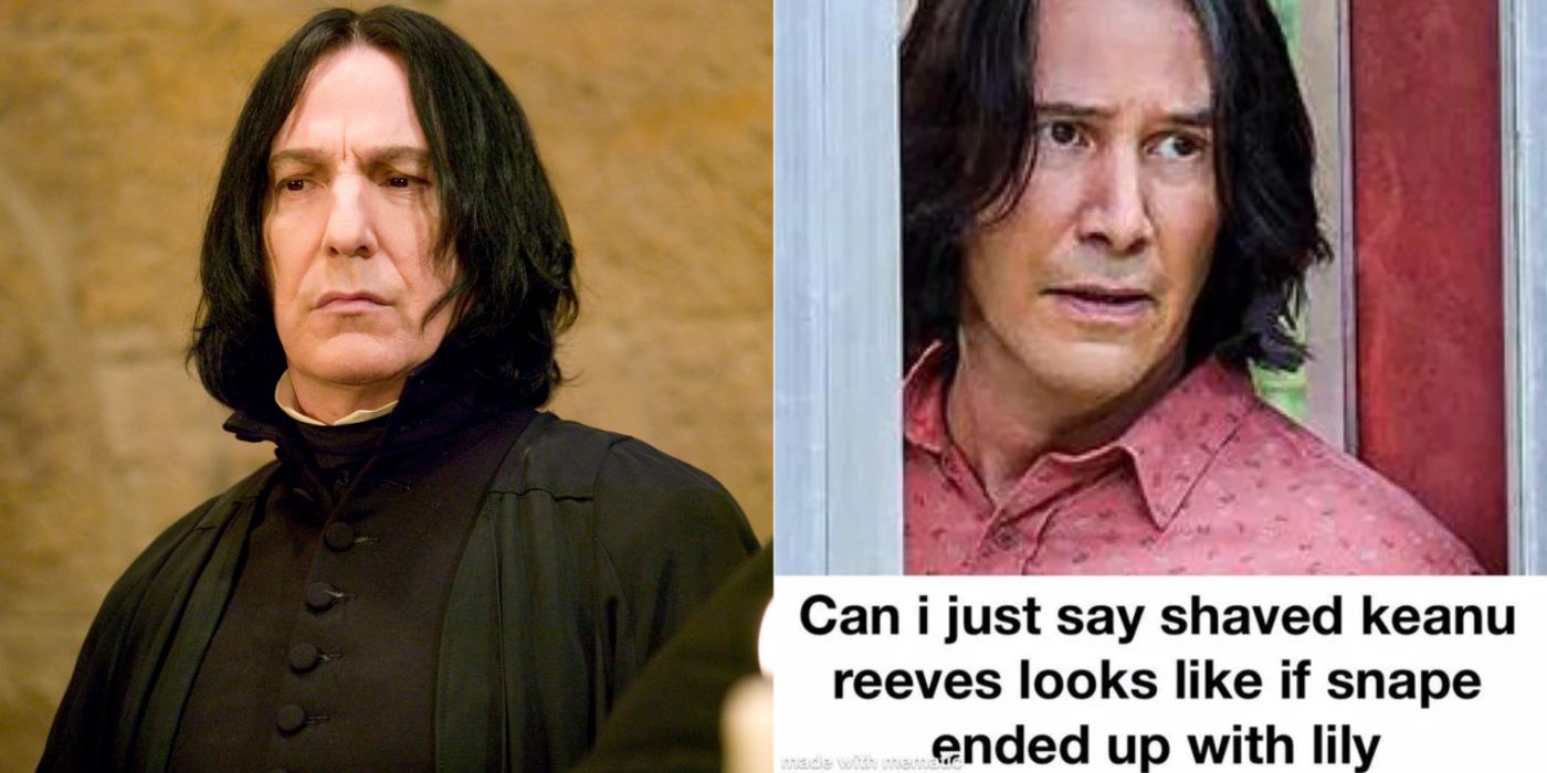 Split image of Snape and a meme