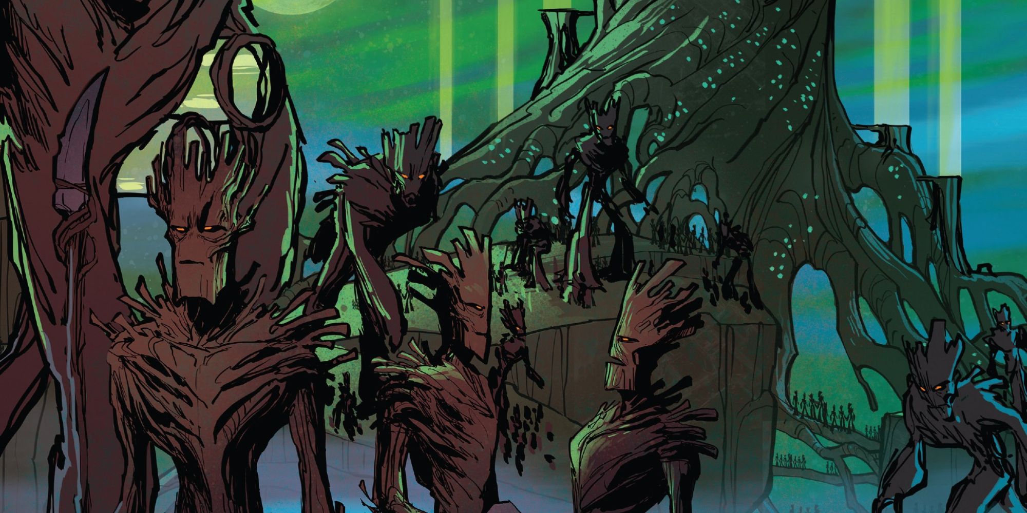 Muitos Groots convergem na Marvel Comics.