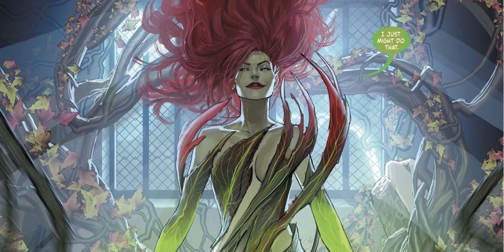 Poison Ivy controls plants in Harleen comic.