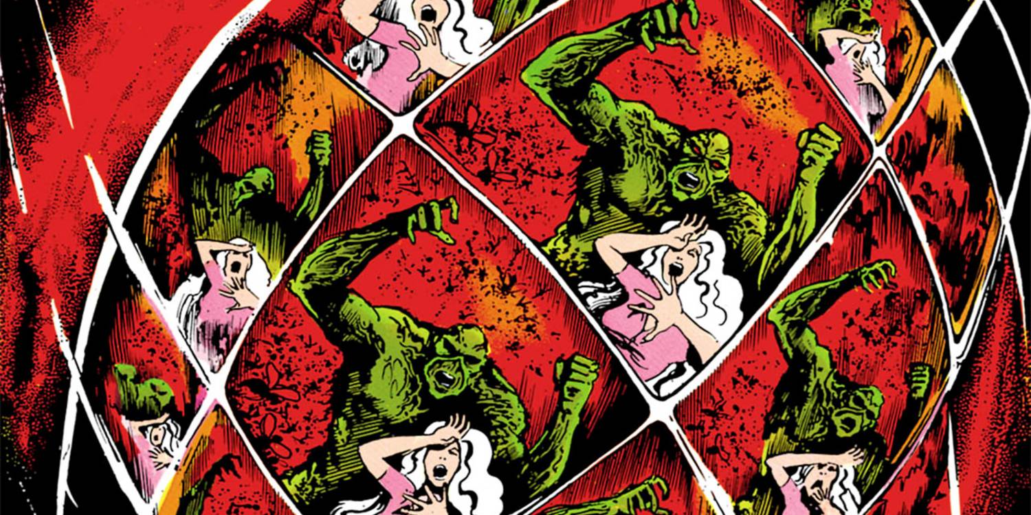 Monstro do Pântano e Abby Arcane presos em vidro na DC Comics.