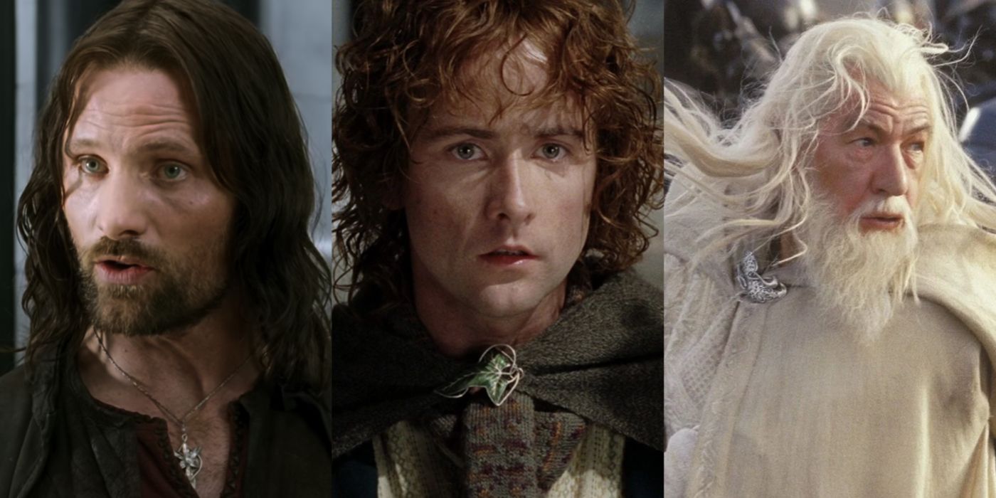 Split image of Aragorn, Pippin and Gandalf in The Lord Of The Rings