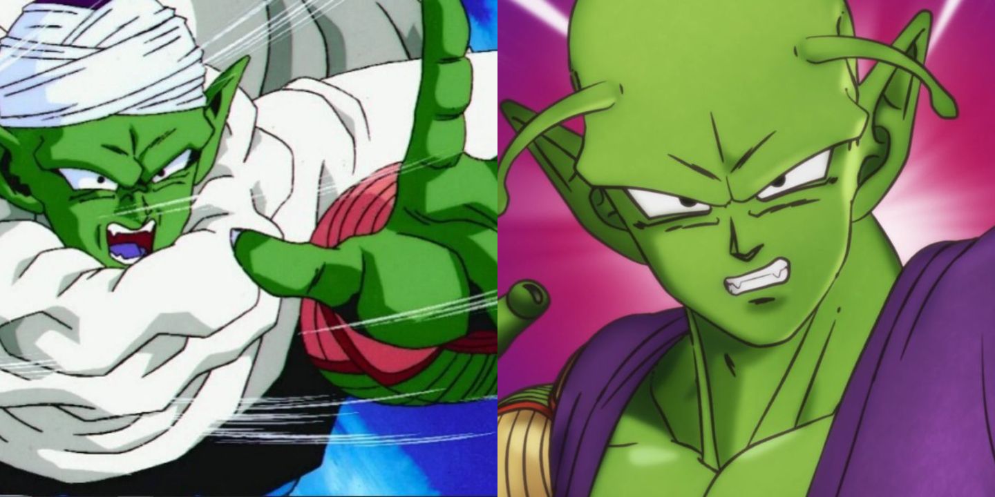A split image of Piccolo from Dragon Ball Z and Dragon Ball Super.