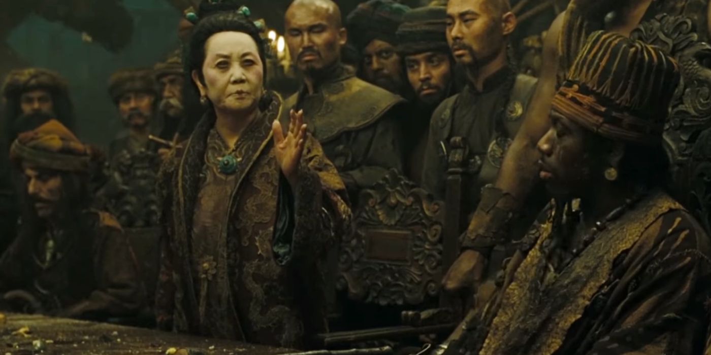 Ching Shi talking to the pirate lords in Pirates of the Caribbean: At World's End.