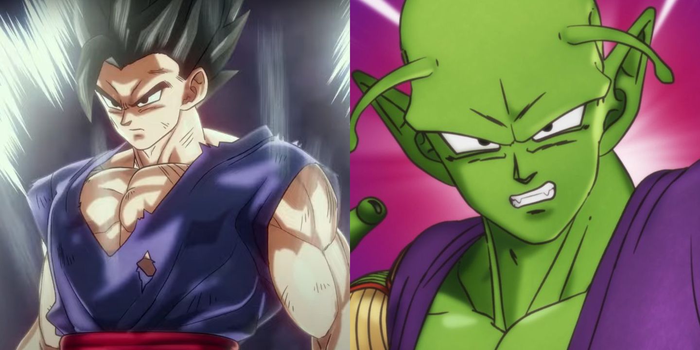 A split image of Ultimate Gohan and Piccolo in the Dragon Ball Super: Super Hero film.