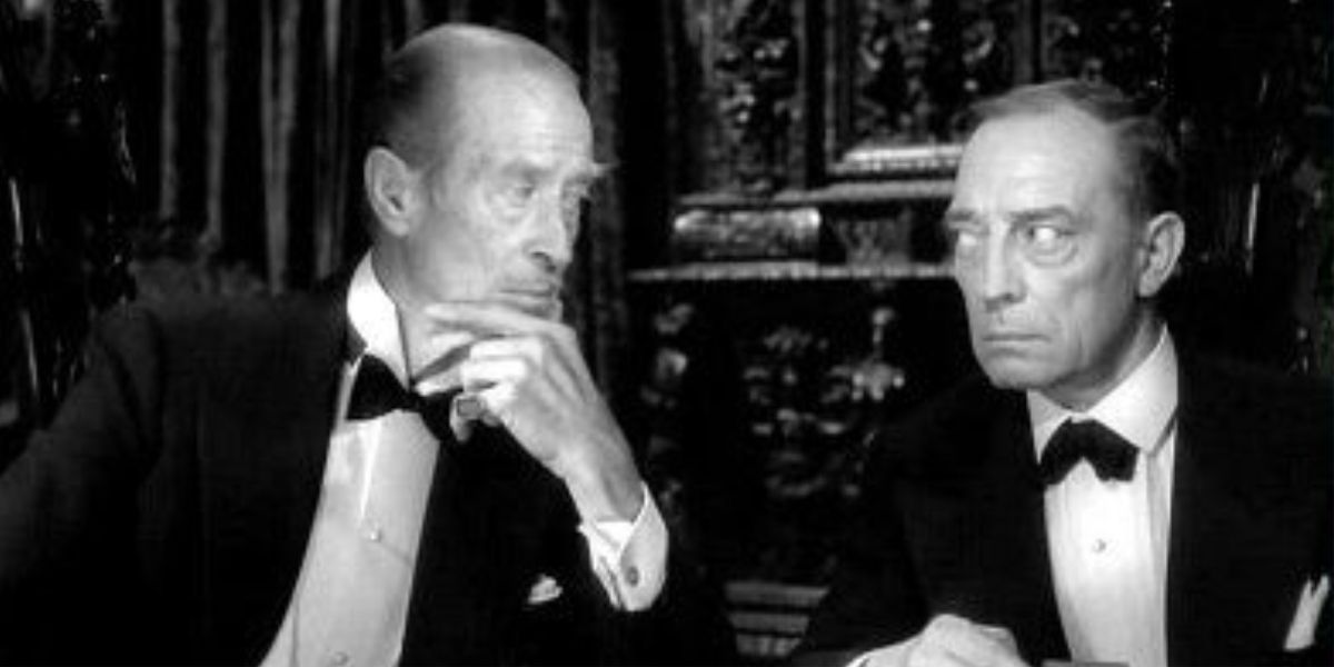 Buster Keaton sitting next to an old man in Sunset Boulevard. 