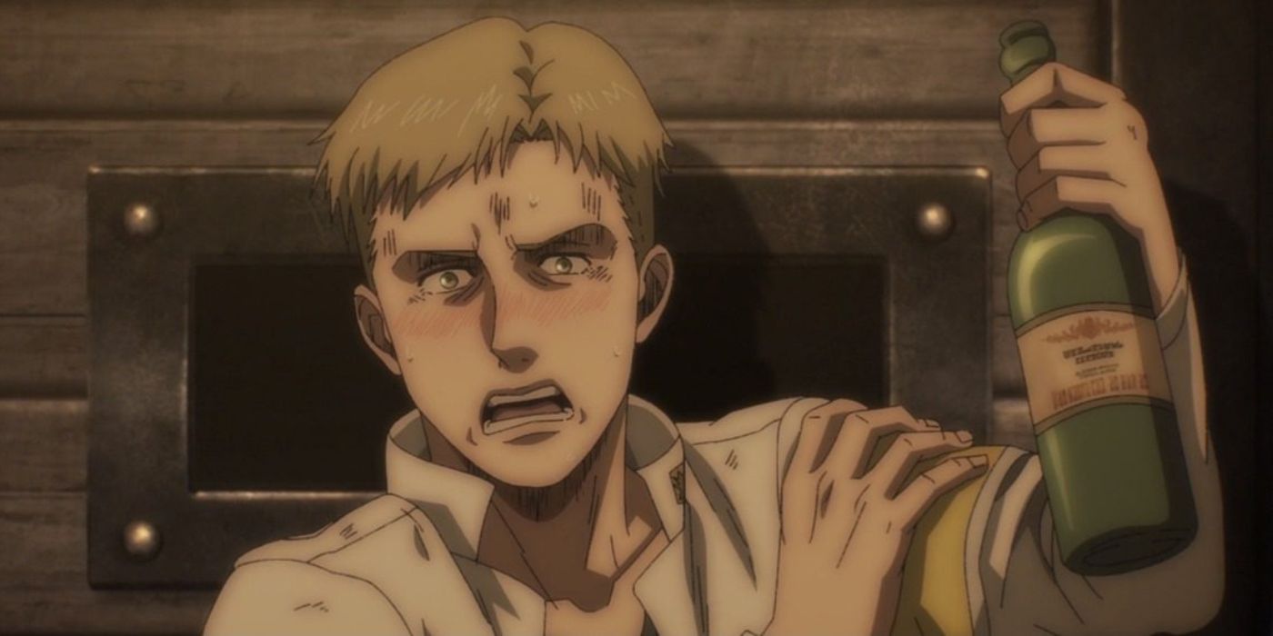 Colt Grice raising a bottle in Attack on Titan.