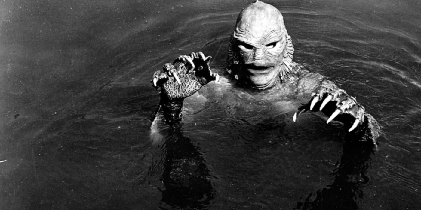 The Creature wades in the water in Creature from The Black Lagoon.