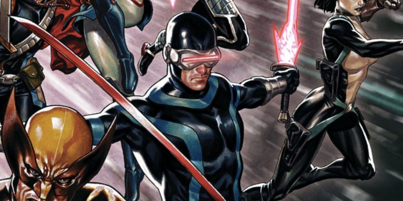 Cyclops with his team in comics