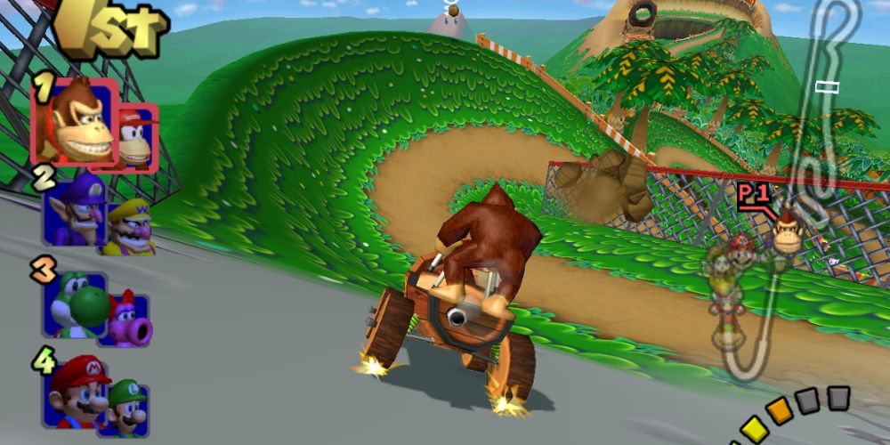 Kong drives DK Mountain in Mario Kart Double Dash