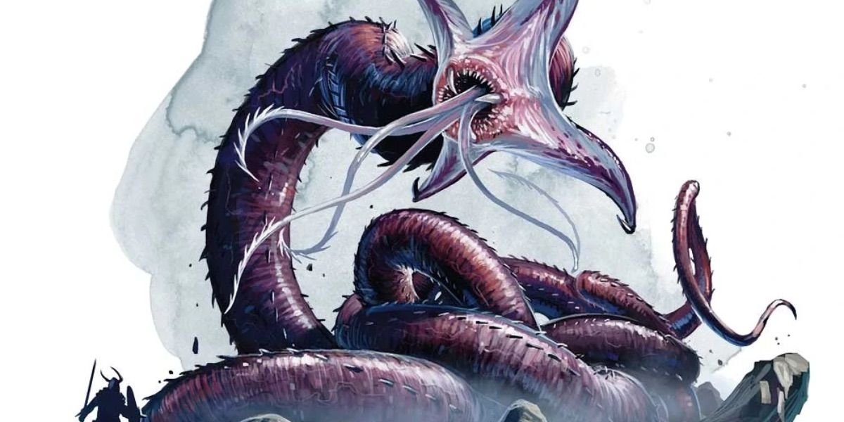 A neothelid launches its mouth tentacles at an adventurer from DND