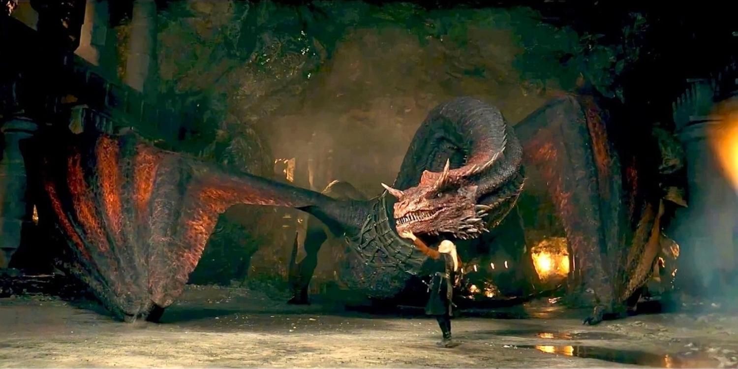 Daemon and Caraxes in the Dragonpit on House of the Dragon