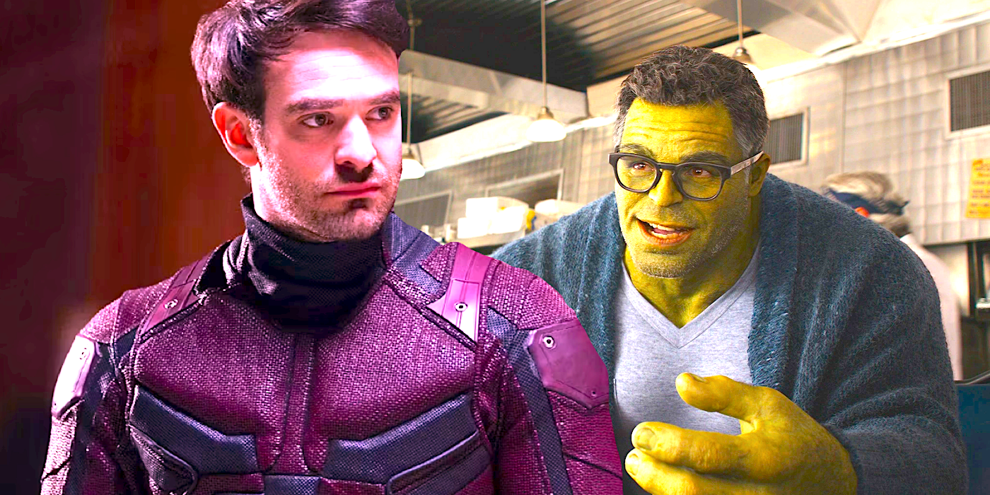 Charlie Cox as Daredevil combined with Mark Ruffalo as Smart Hulk in the MCU